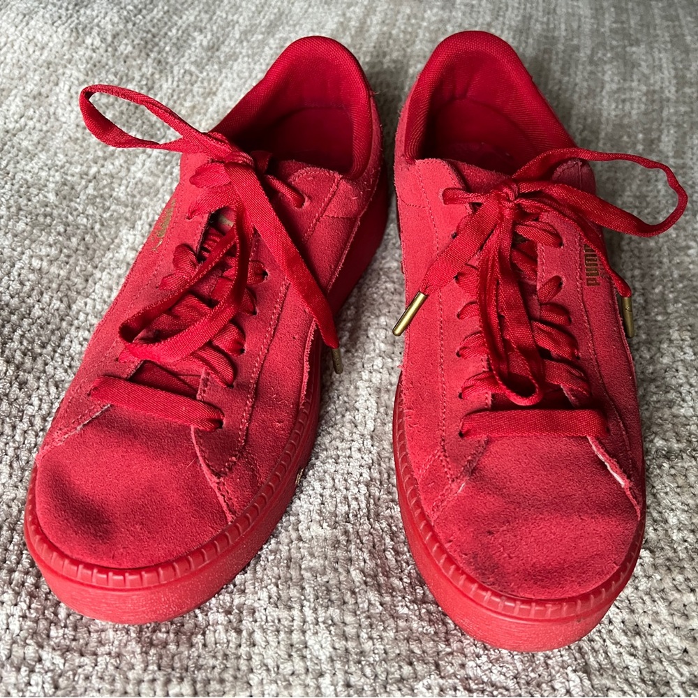 Red Suede Puma Sneakers